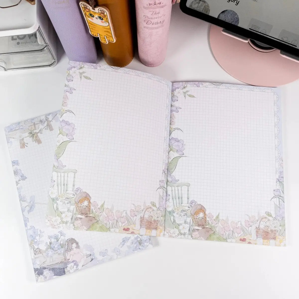 Blooming Days A5 Notepad with exclusive hand-drawn floral watercolour design and soft pastel tones - Miouva