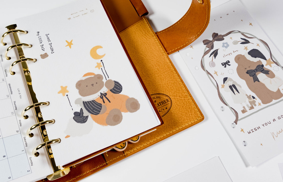 SOLKATT exclusive teddy bear planner dividers for ring planners and journaling