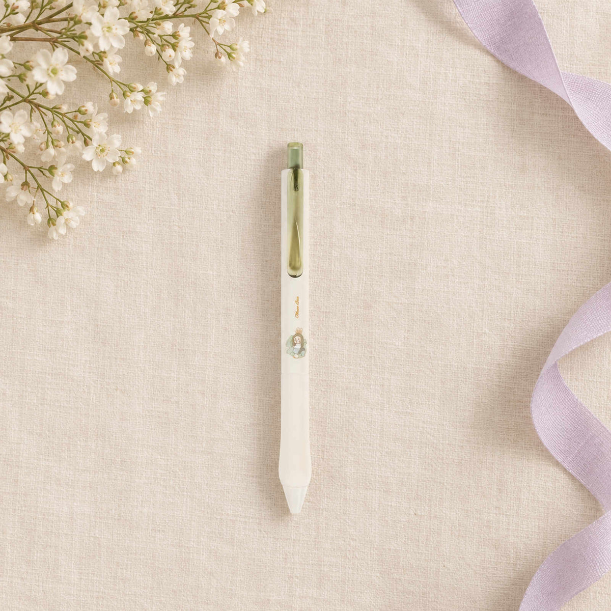 Stylo gel lapin La Joconde avec clip vert olive