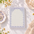 Emerald Fruits A6 notepad with lavender botanical frame and writing space