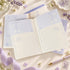 Floral Fruits A6 notepads with soft purple botanical designs