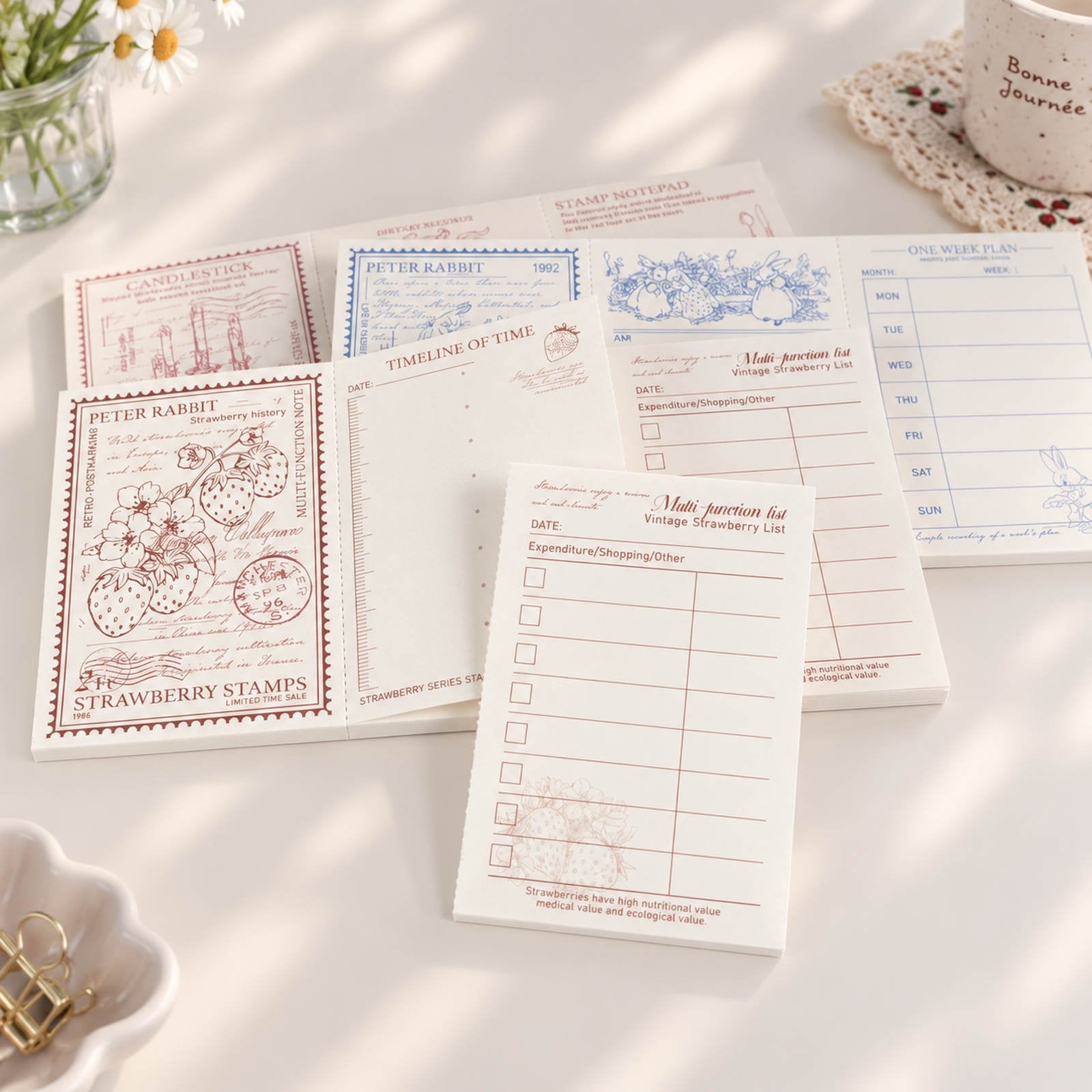 Lilith’s Stamp tear-off memo pads with vintage hand-drawn designs