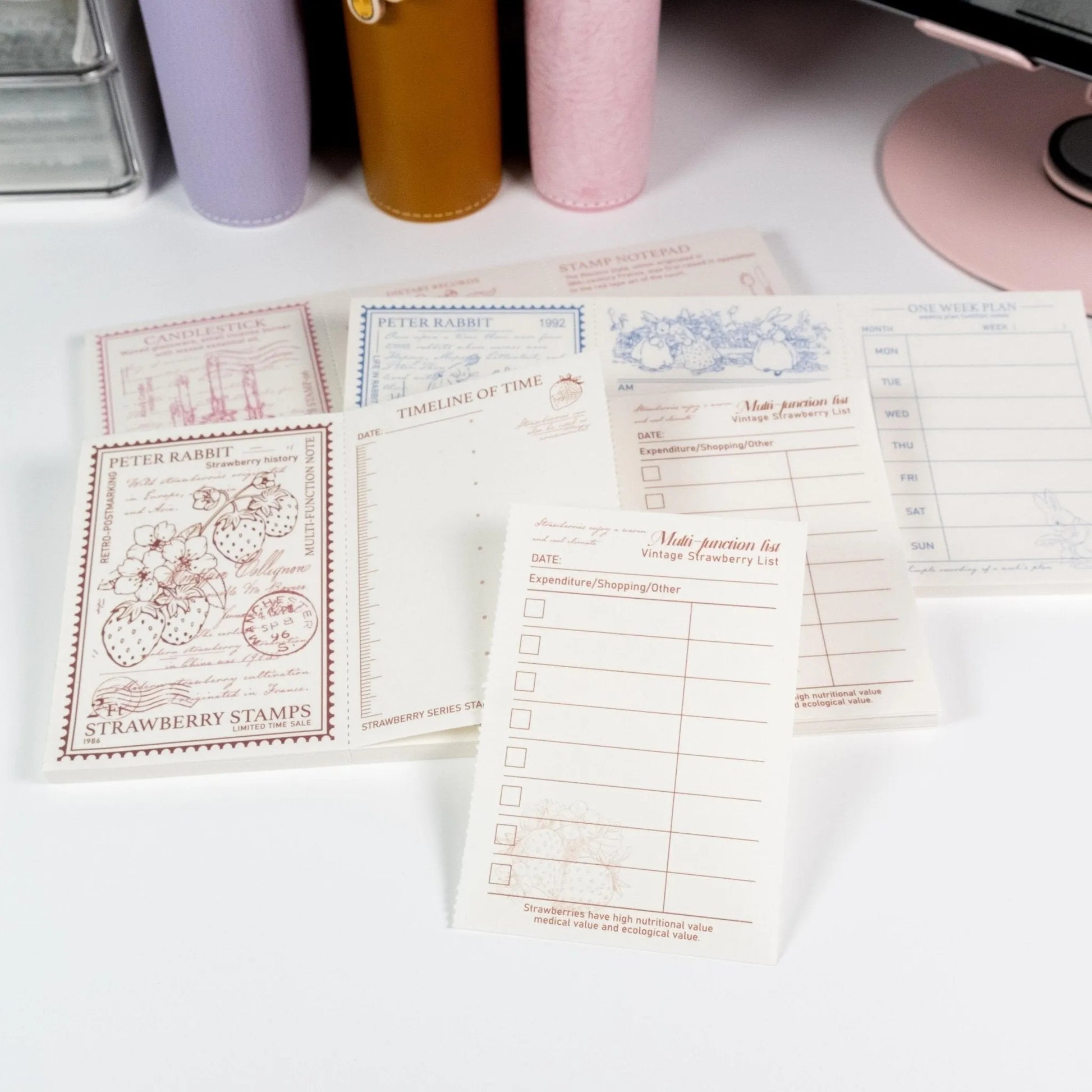 Lilith’s Stamp Memo Pad with hand-drawn illustration and three-section tear-off design in cream tones - Miouva