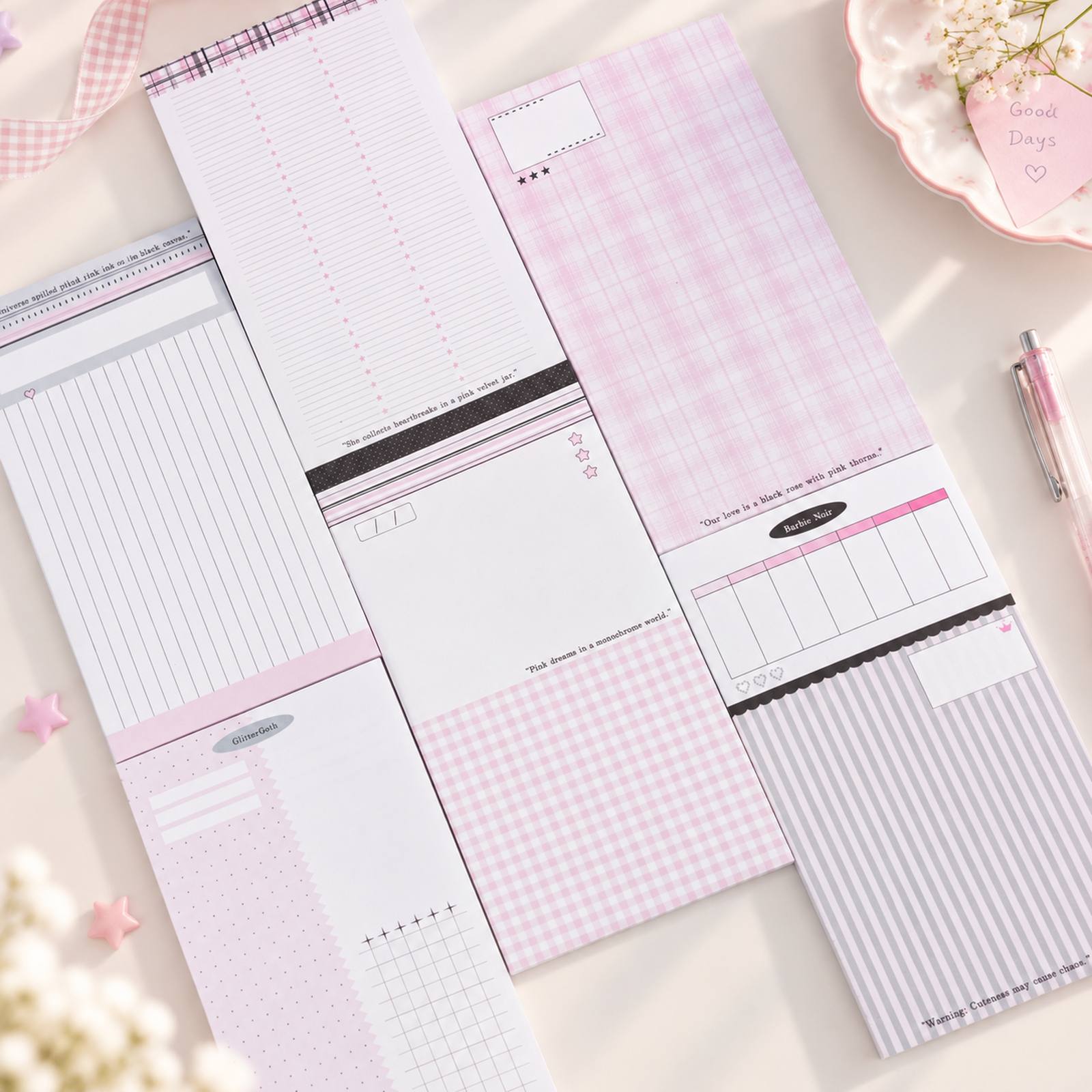 Pink & Ink Personal planner refills and notepad with six layouts