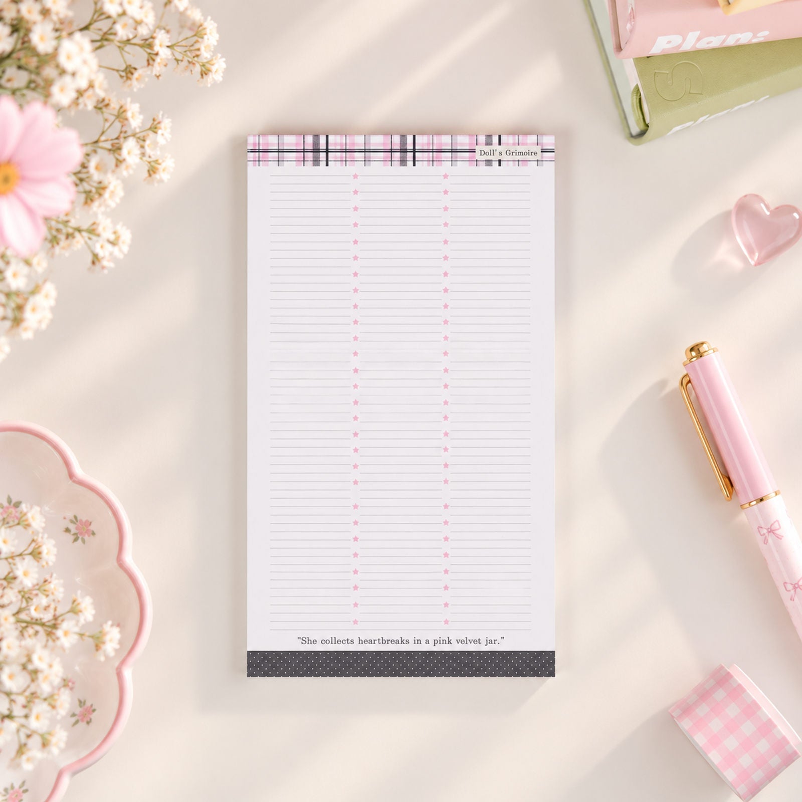 Pink & Ink Personal notepad with pink and black checklist layout