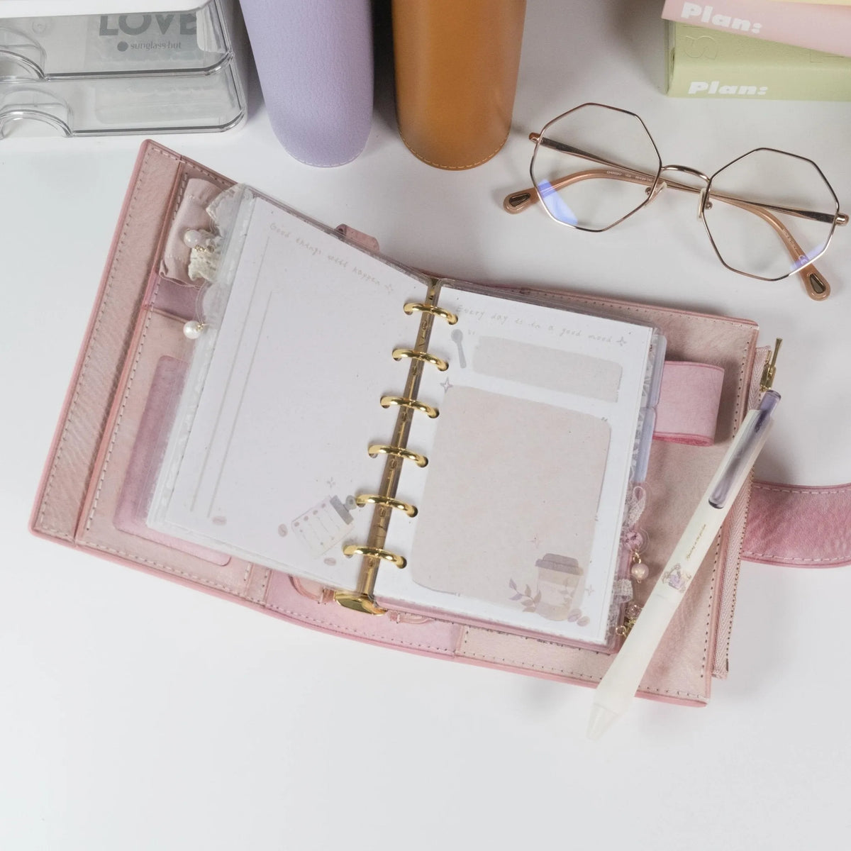 Pocket Coffee Planner Refills and Memo Pad with hand-drawn coffee cup and café-inspired design in warm tones - Miouva