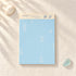 Bloc-notes B5 Summer Beach Blue Horizon avec pages bleues quadrillées et en-tête crème à coquillages