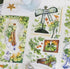 Détail du ruban PET Lucky Clover avec nœud rayé, trèfle encadré et bordures de feuillage